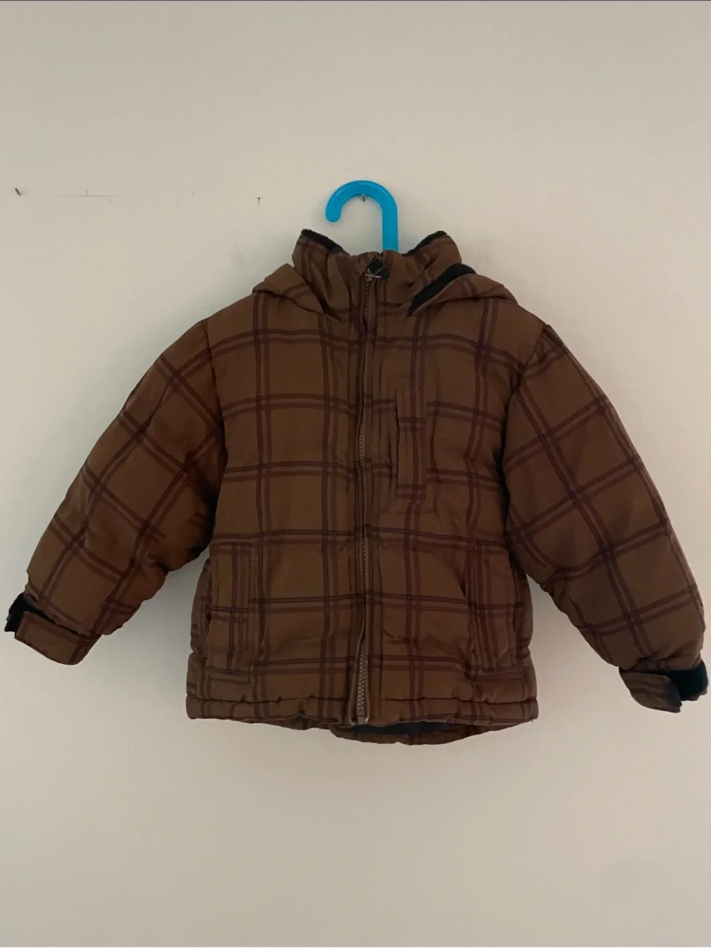OshKosh B'gosh Brown Plaid Hooded Puffer Jacket